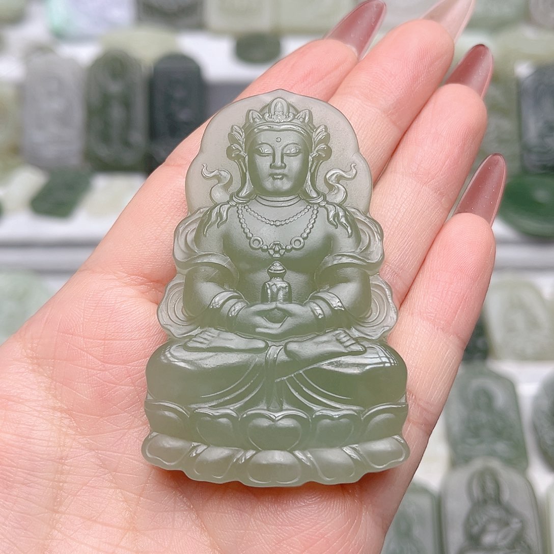 和田玉未镶嵌颈饰双面观音