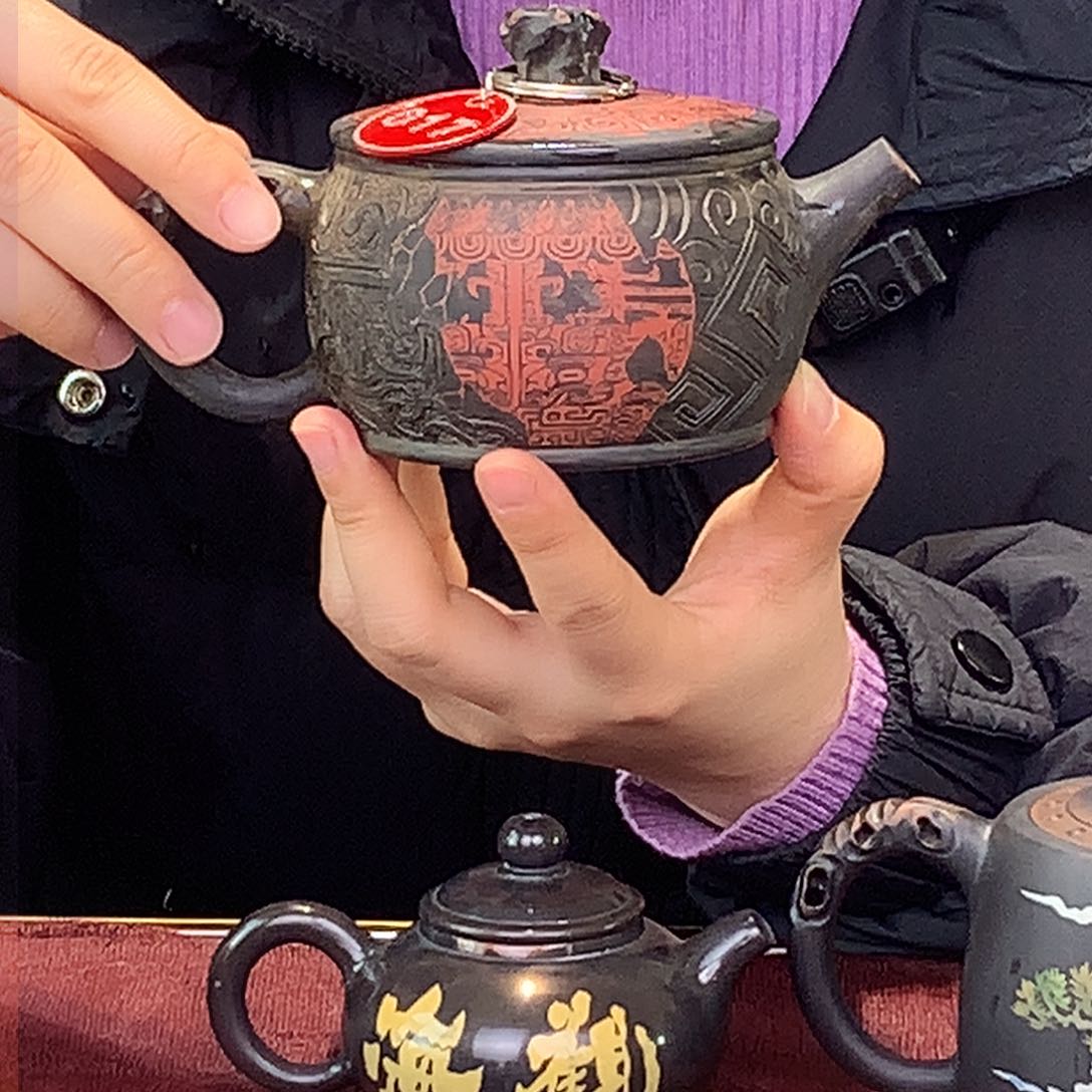 壶建水紫陶青铜纹茶壶017