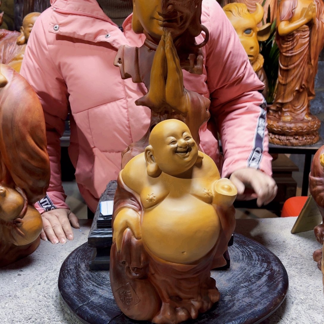 海***路香樟木福袋弥勒佛