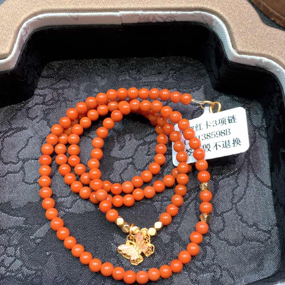 南红玛瑙辣椒红卡3项链未镶嵌