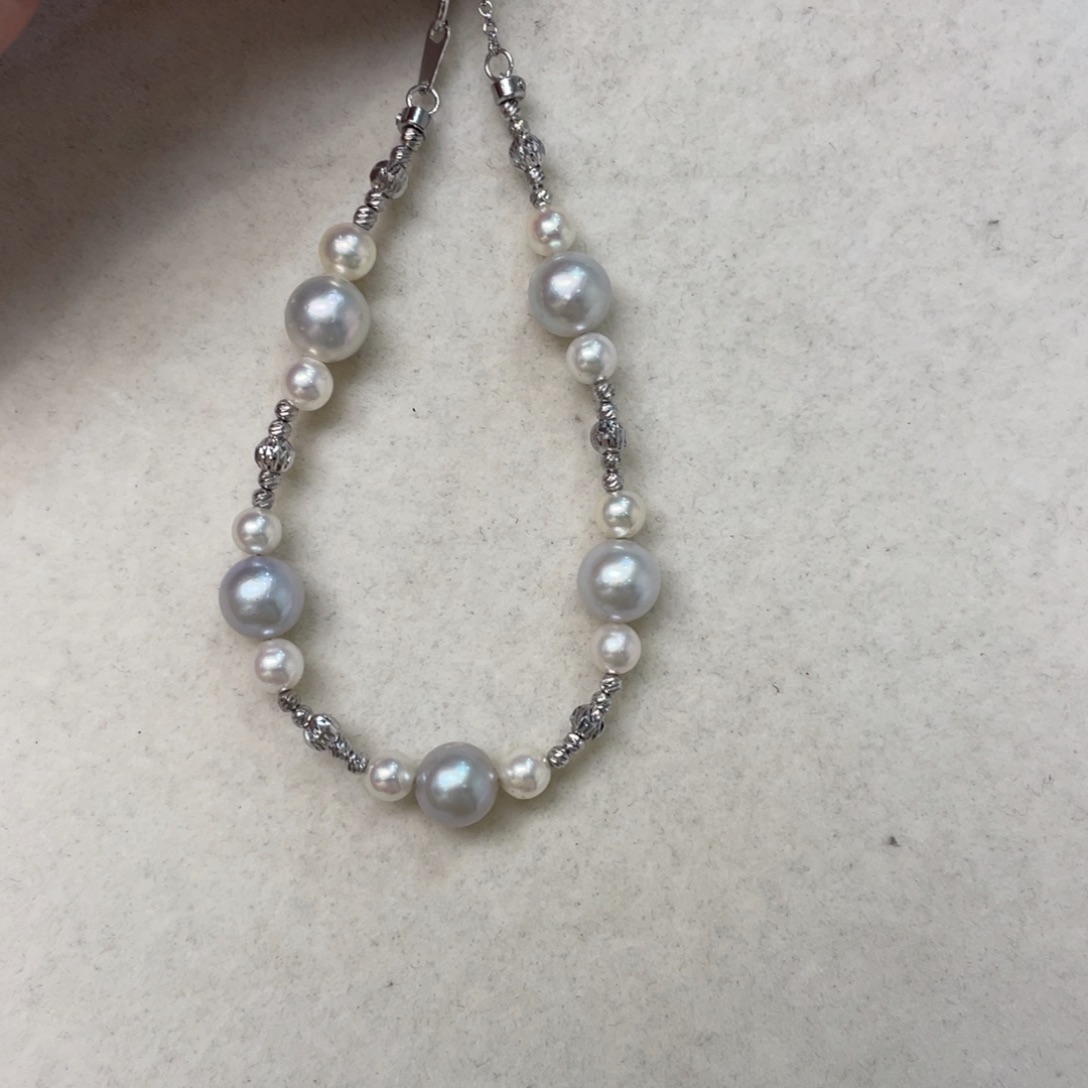 银S925镶嵌手绳海水珍珠