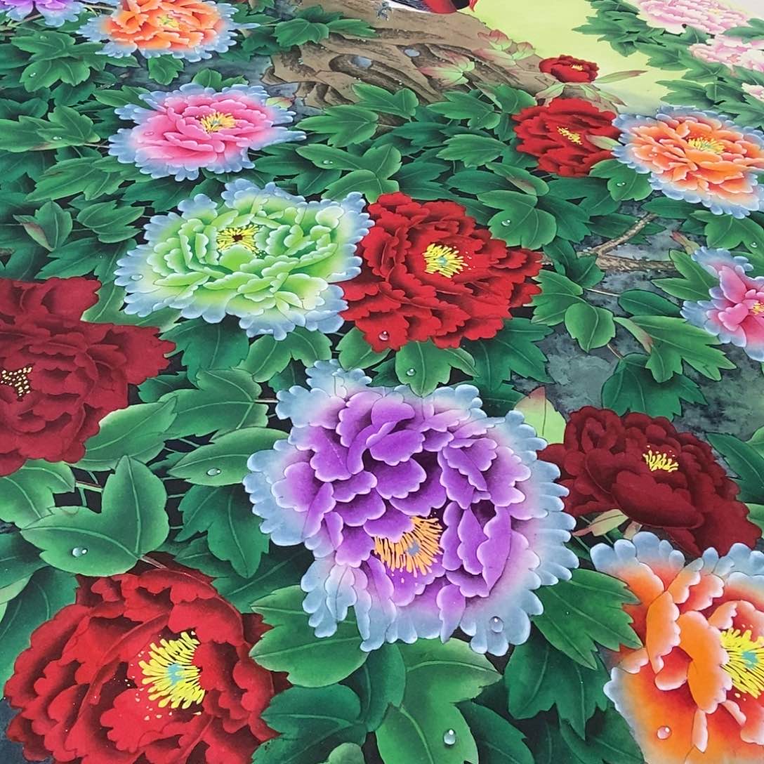 国画复**光2.4米工笔牡丹手绘