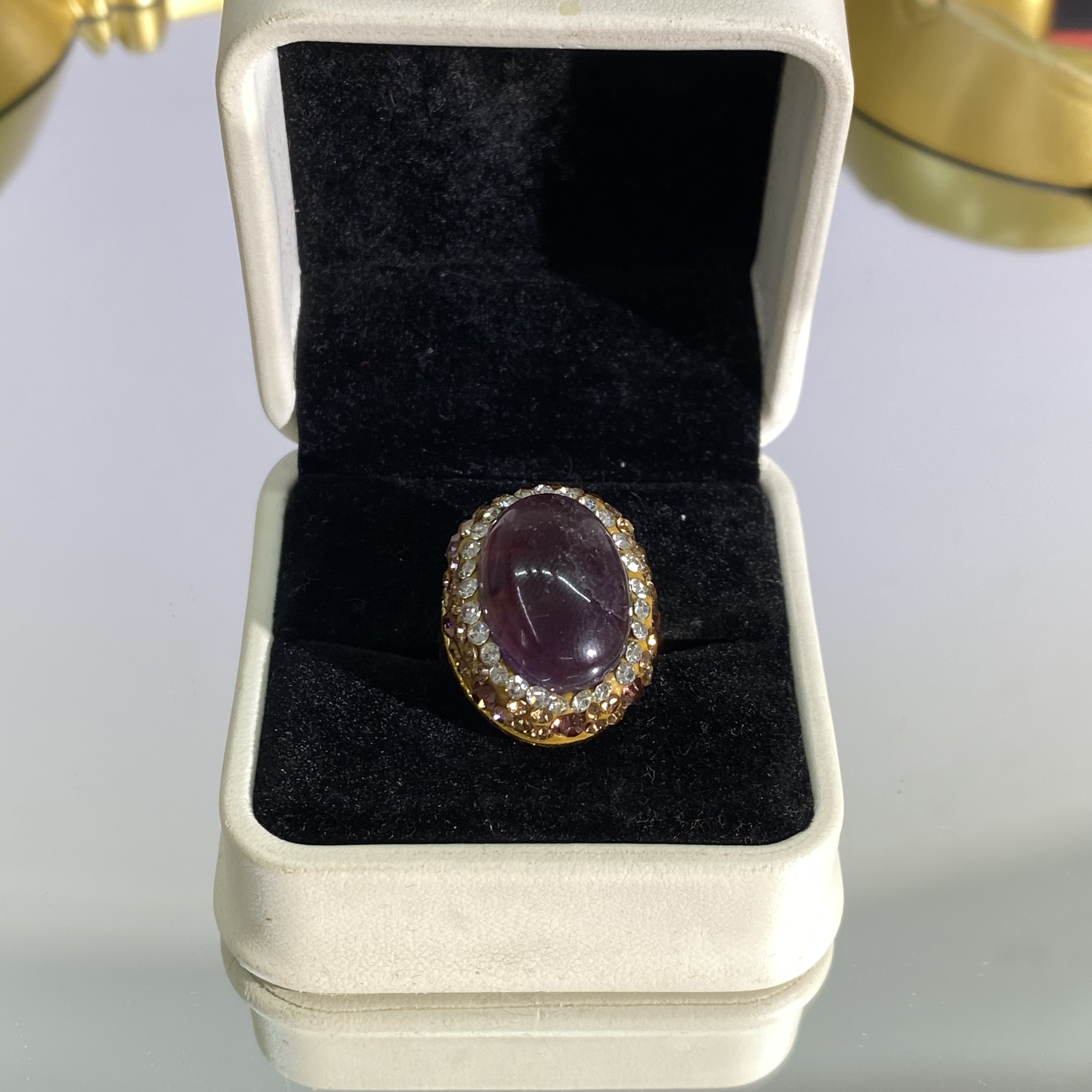 铜合金合成锆石戒指 TTSD 紫色椭圆复古款戒指 1156