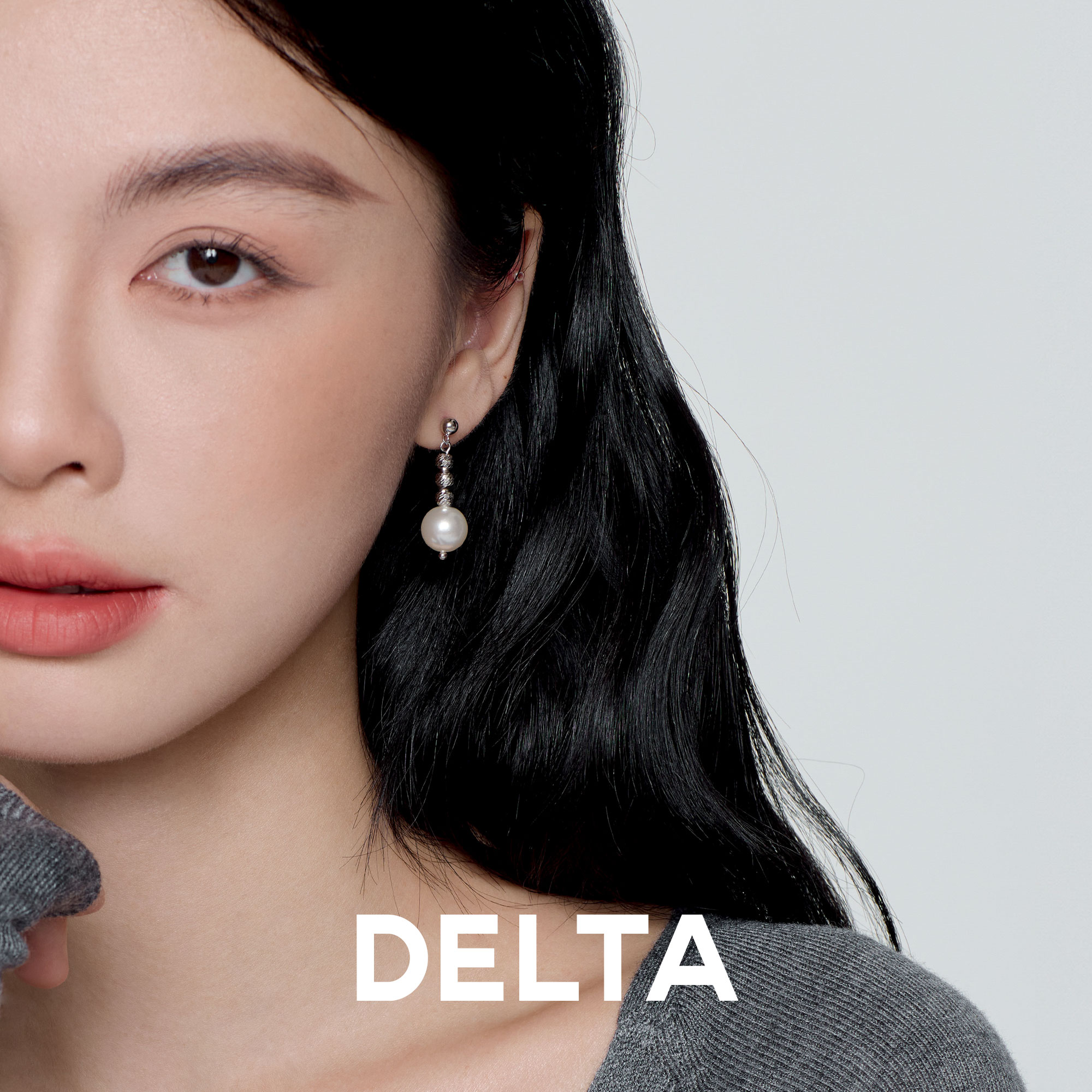 DELTA 925银仿珍珠耳饰 耳环灰珍珠设计感无耳洞耳夹女小众/双11
