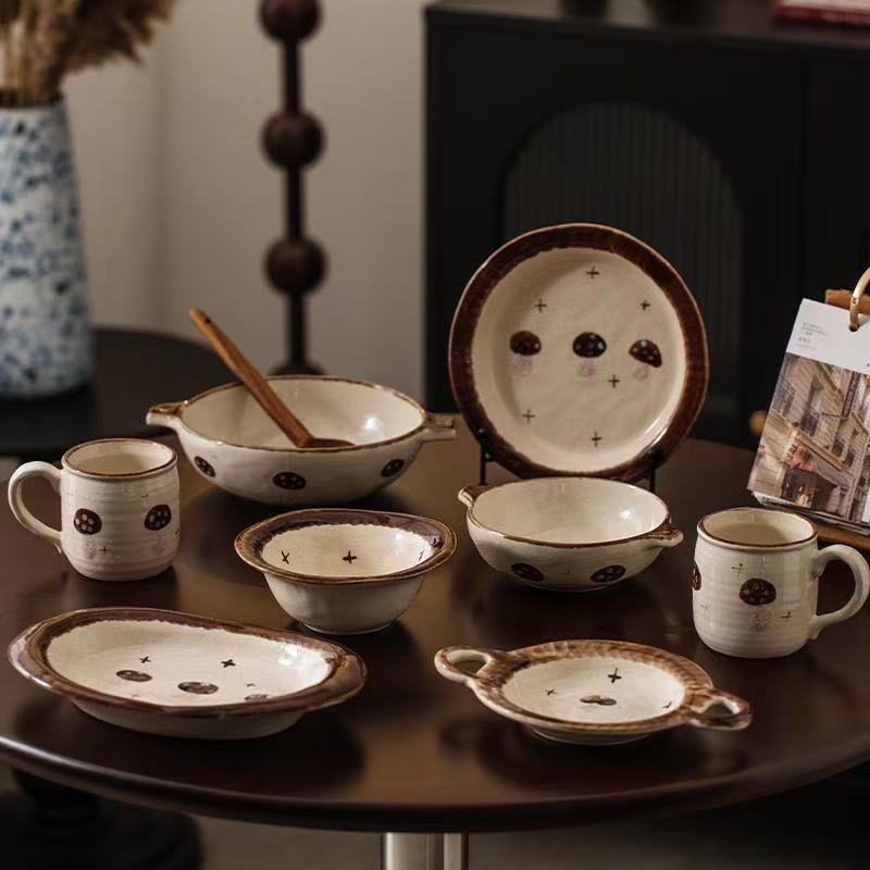 现代艺术IOXF美家荟星光蘑菇系列餐具/手工陶瓷釉下彩餐具