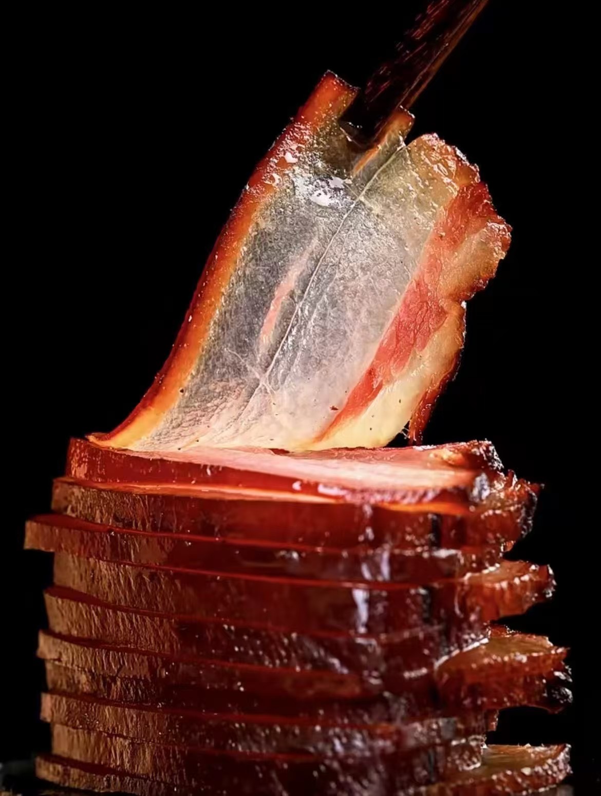 【现称  现卖】四川农家传统柴火烟熏肥瘦五花腊肉散装