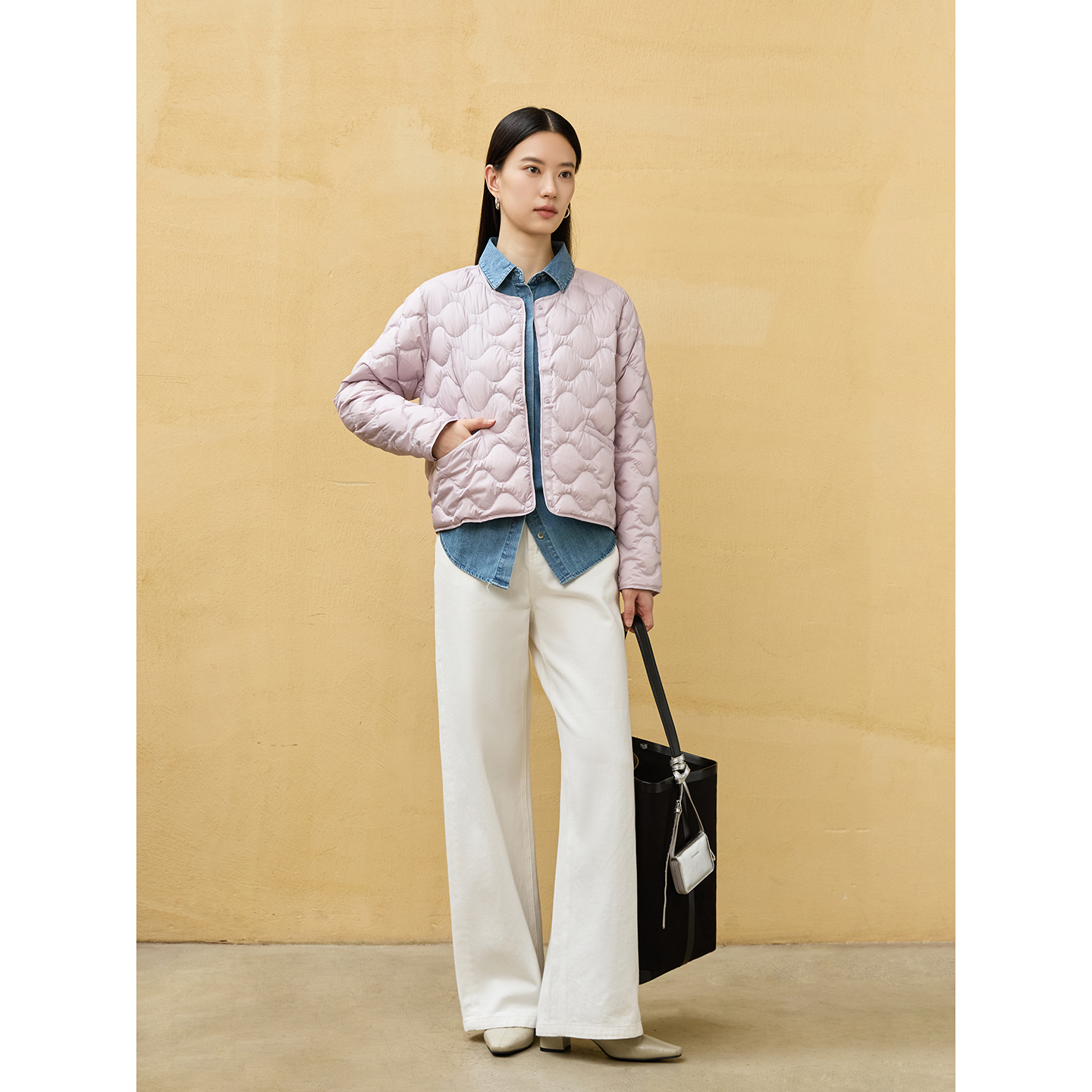 玛氏嘉敏 秋冬新品 绗缝羽绒圆领外套 轻薄型羽绒服  652211