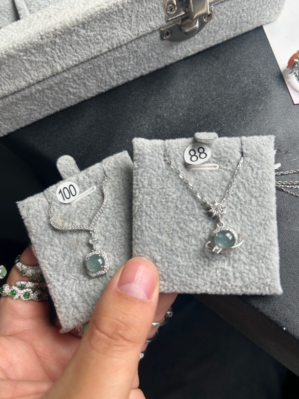 天然A货翡翠项链S925银