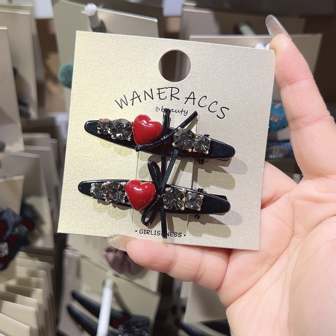 非金属红色爱心蝴蝶结鸭夹