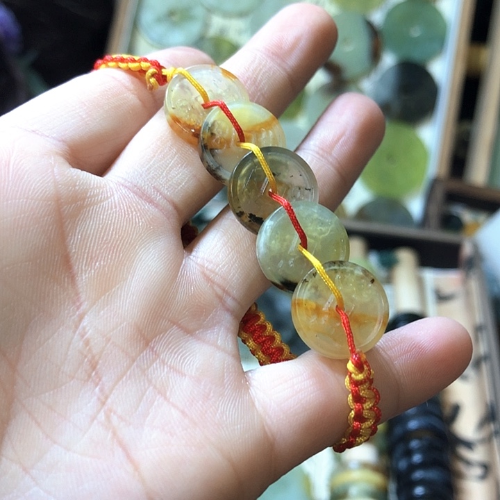 岫玉岫玉五帝钱手链未镶嵌