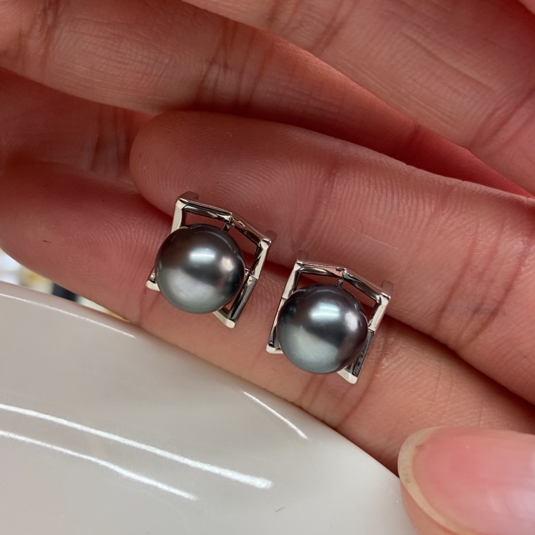 海水珍珠耳饰银S925镶嵌
