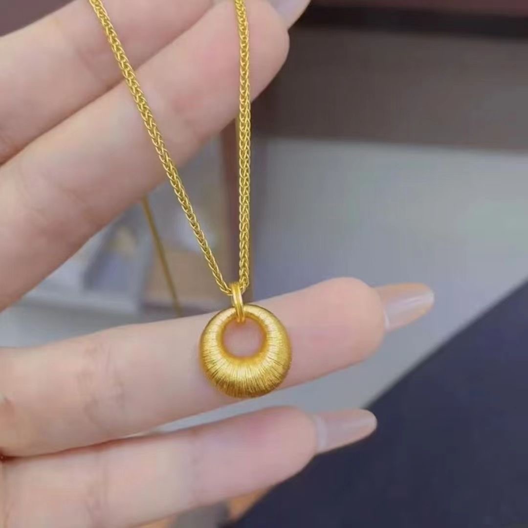 【清货专属链接】新中式古法拉丝金坨坨吊坠项链 XL1011