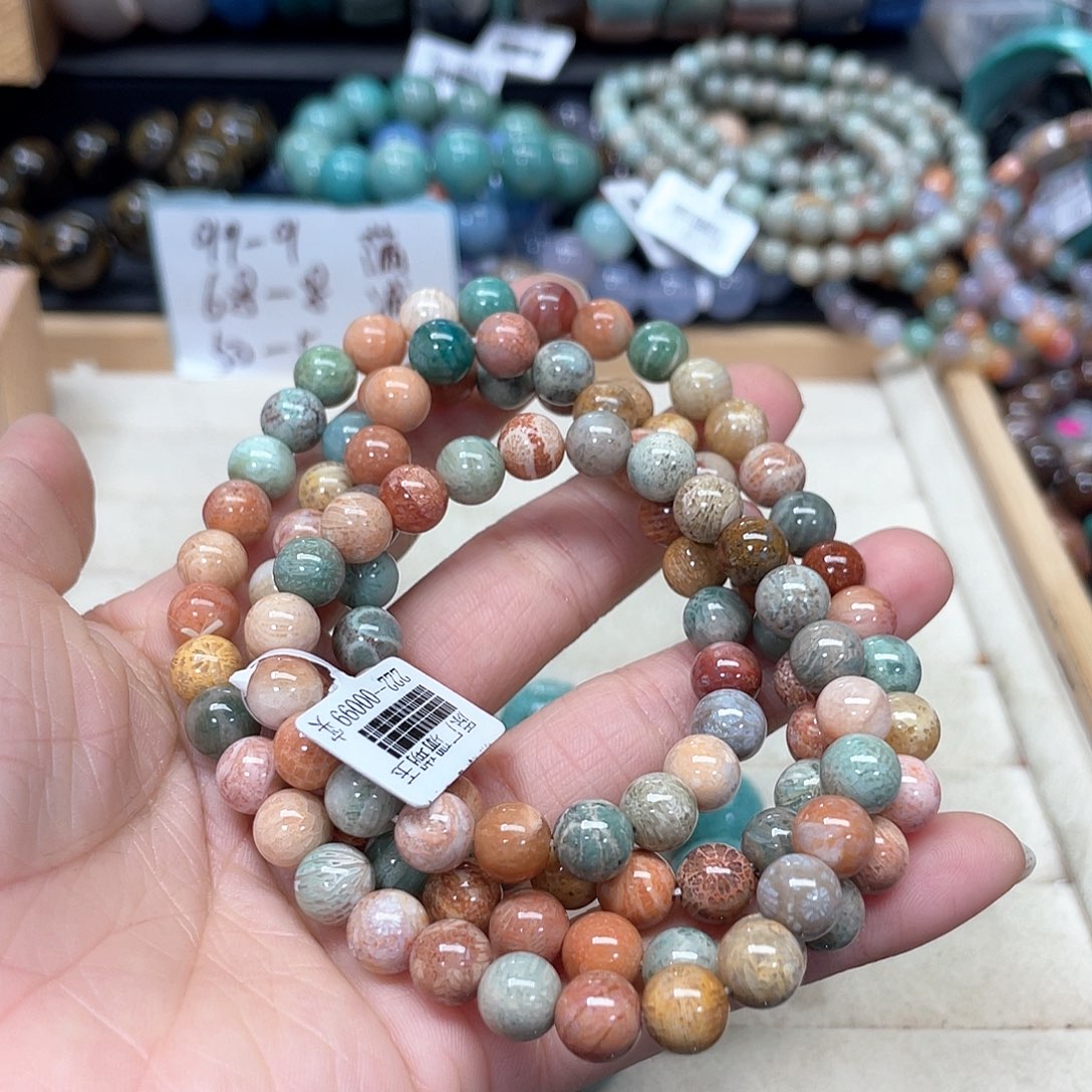 硅化珊瑚（珊瑚玉）手链未镶嵌046