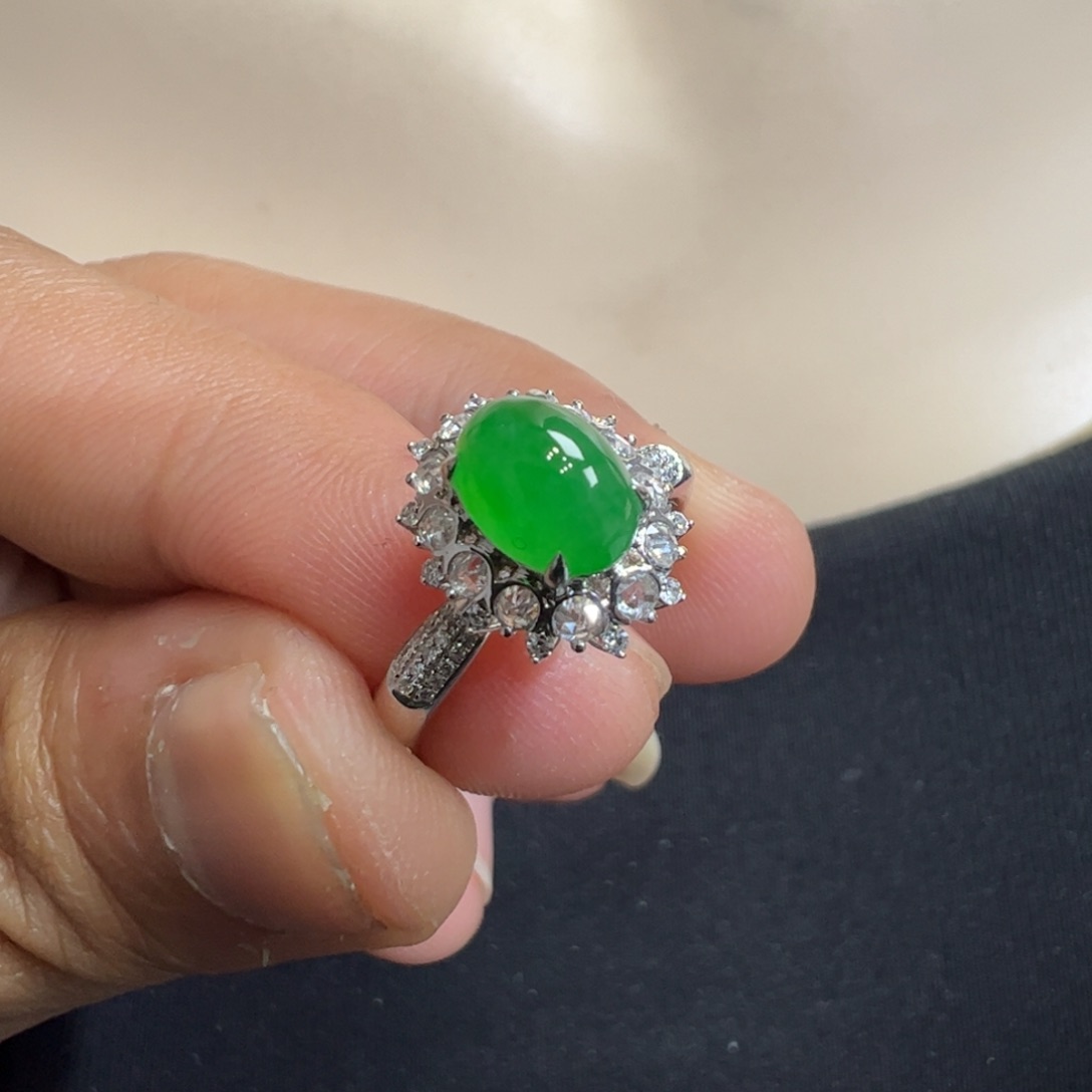 翡翠戒指18K金镶嵌嬿*