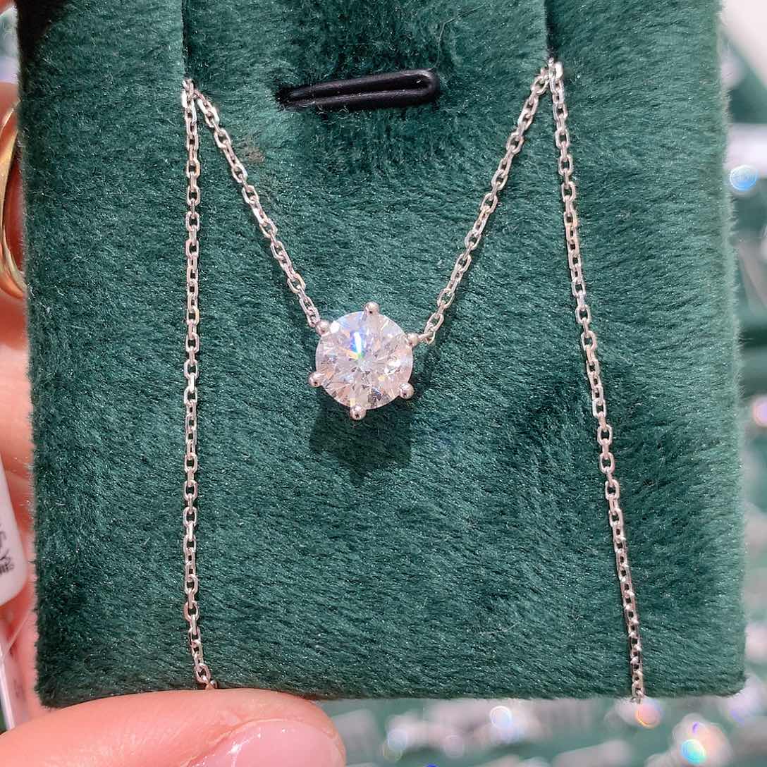 实验室培育钻石颈饰18K金镶嵌1克拉6爪项链