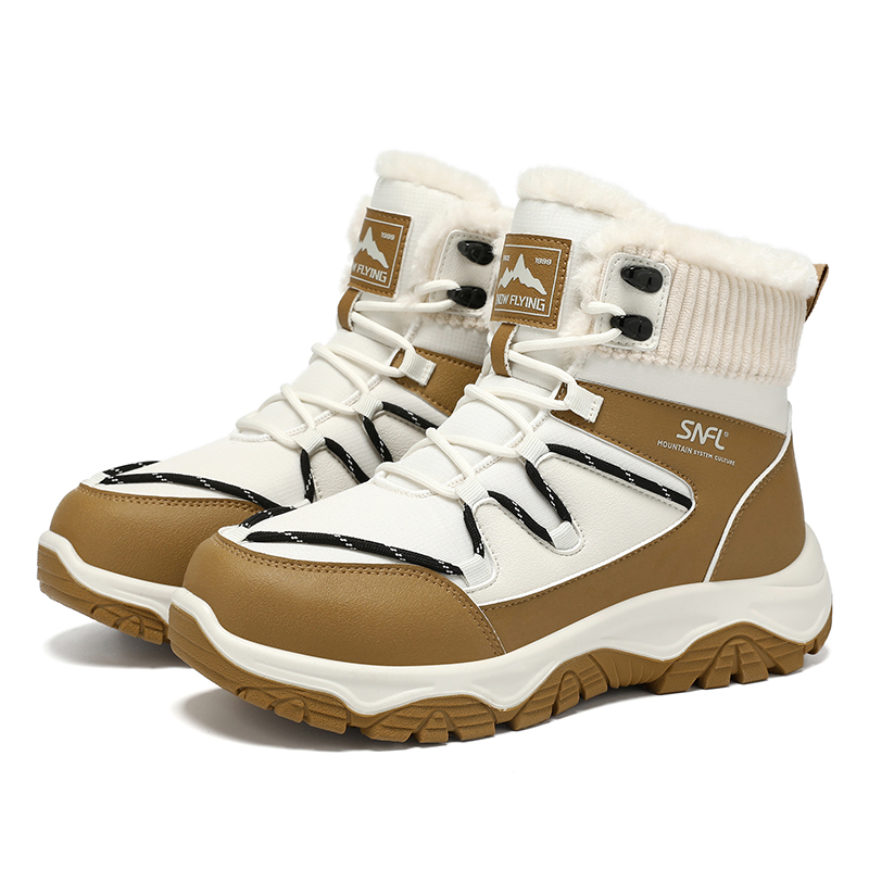 雪中飞冬季2025新款情侣款加绒保暖中帮东北户外防水抗寒雪地靴