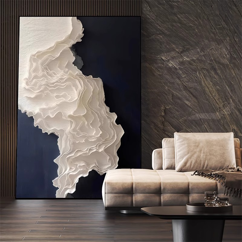【雾蓝密云】现代抽象艺术装饰画意式极简挂画客厅背景墙大幅落地画