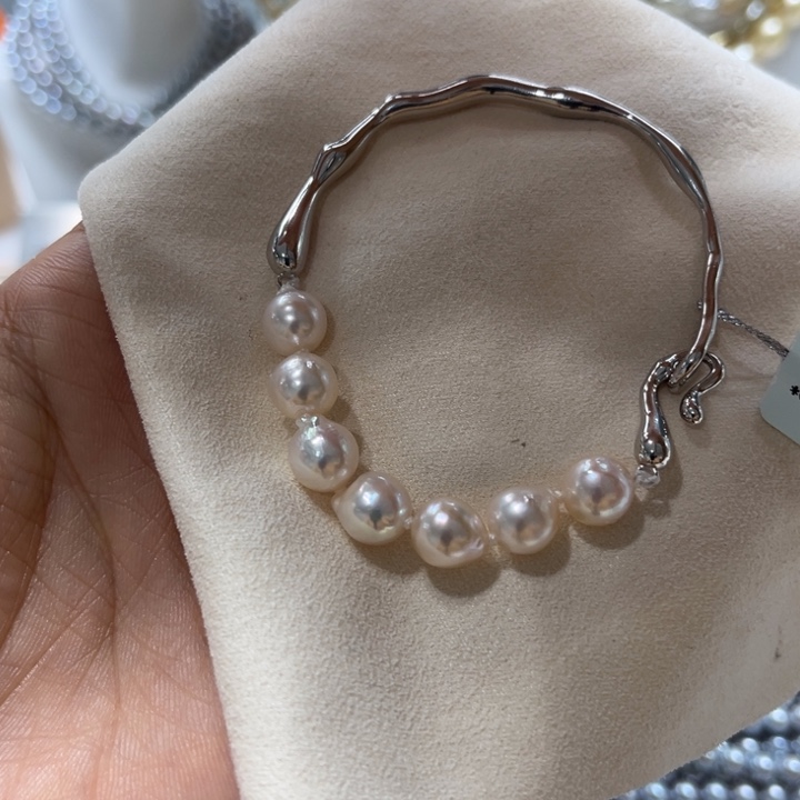 海水珍珠手镯银S925镶嵌