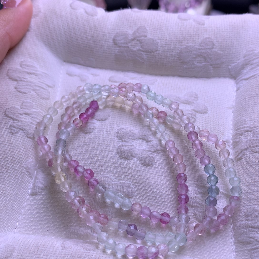 水晶未镶嵌手链萤石切面三圈