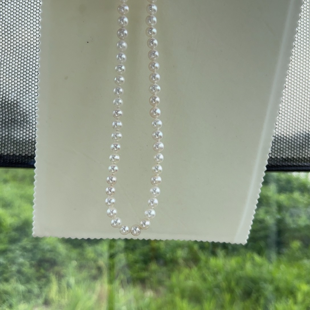 淡水珍珠银S925镶嵌颈饰7-8无核极光镜面正圆炫彩白亮