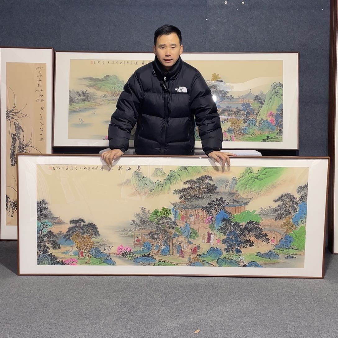 国画手绘画作品带框发货