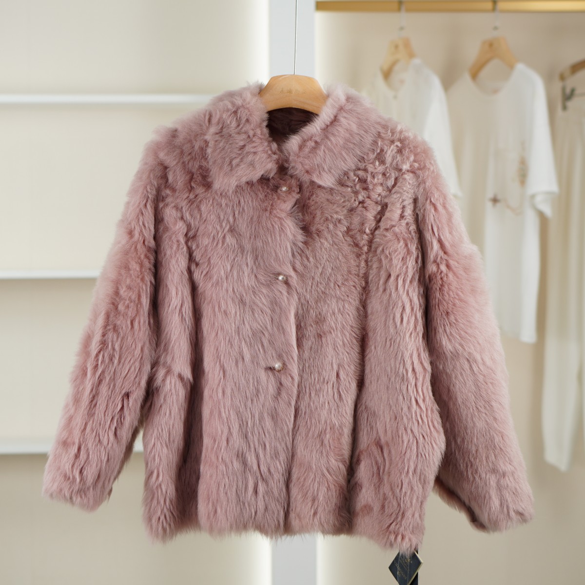 麦迪尚品【赵】5113014 秋冬时尚简约翻领宽松皮草外套品牌女装