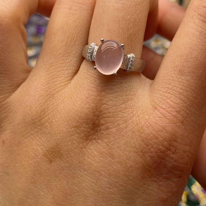 水晶戒指银S925镶嵌天然水晶戒指