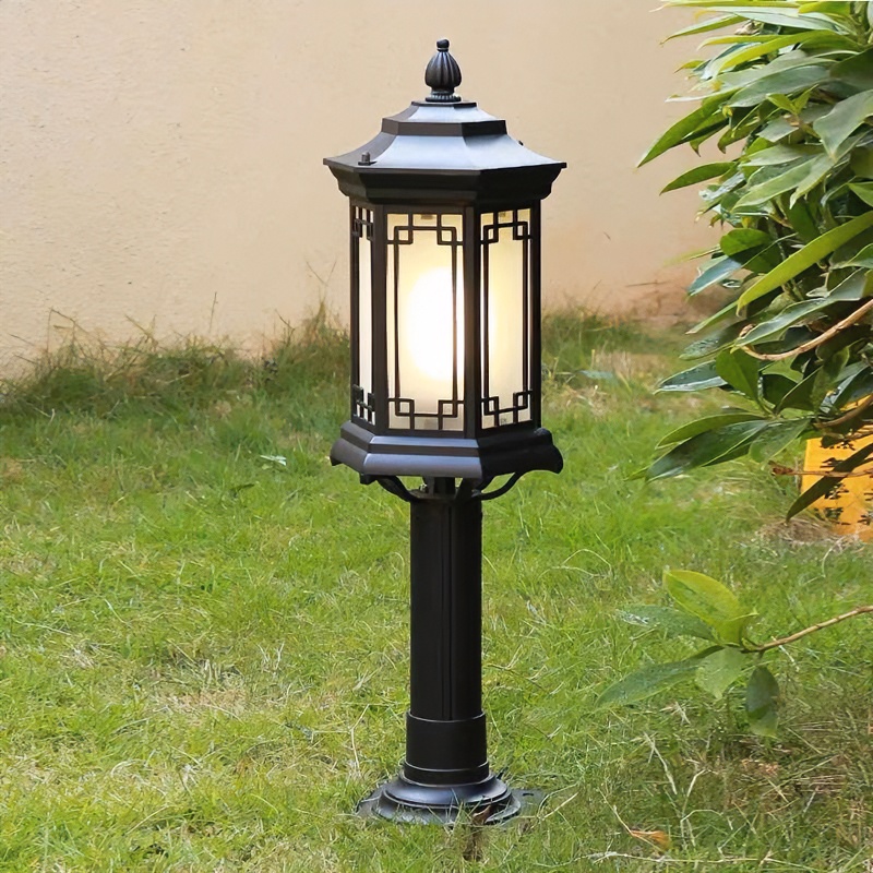 新中式滕王阁太阳能草坪灯插地灯园林景观户外防水简约