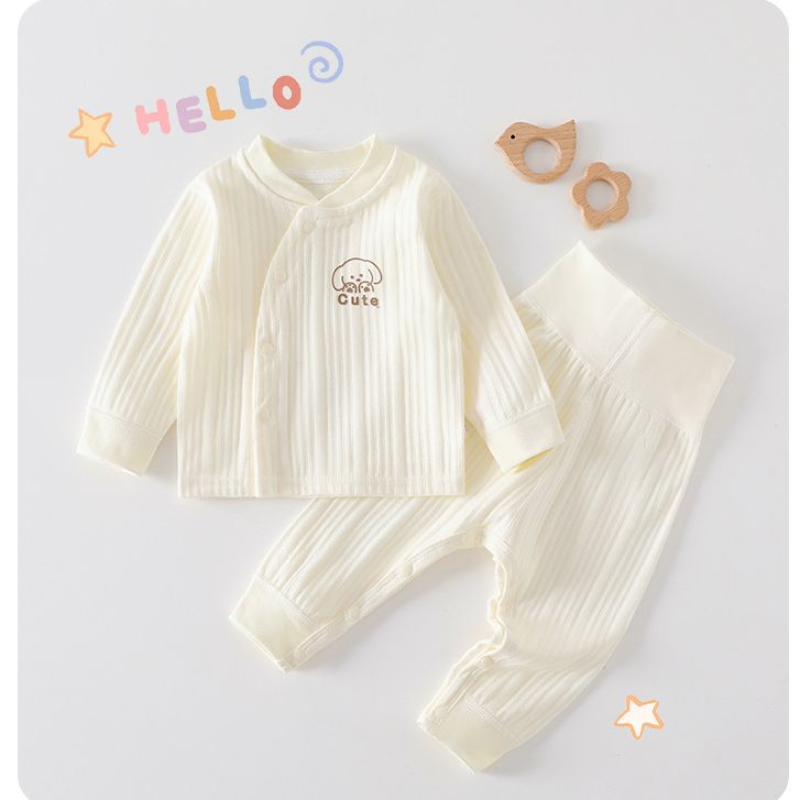 宝宝纯棉A类分体套装长袖婴儿新生儿女宝春秋款秋季新生长袖护肚
