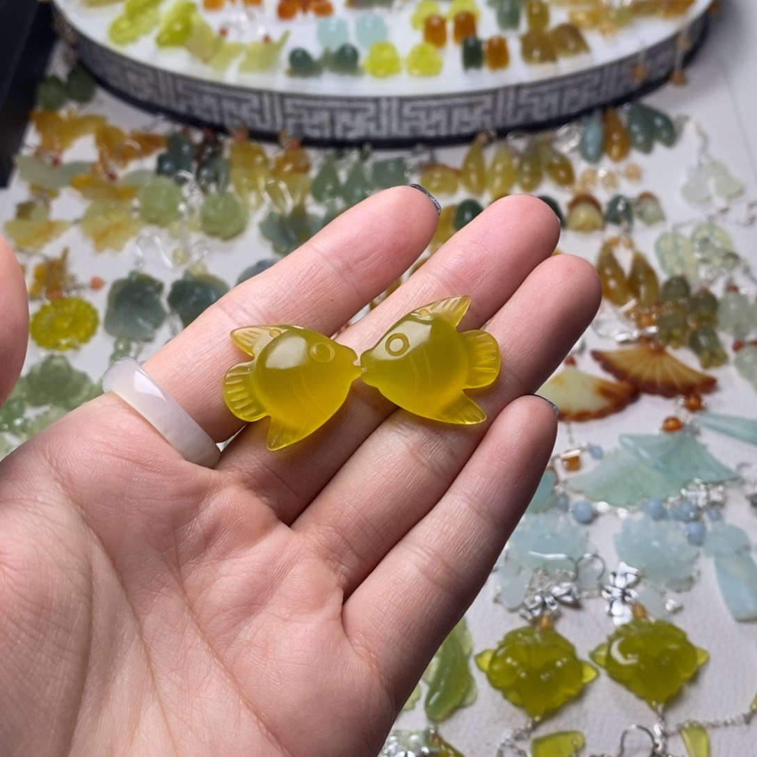 蛇纹石玉合金耳饰/颈饰