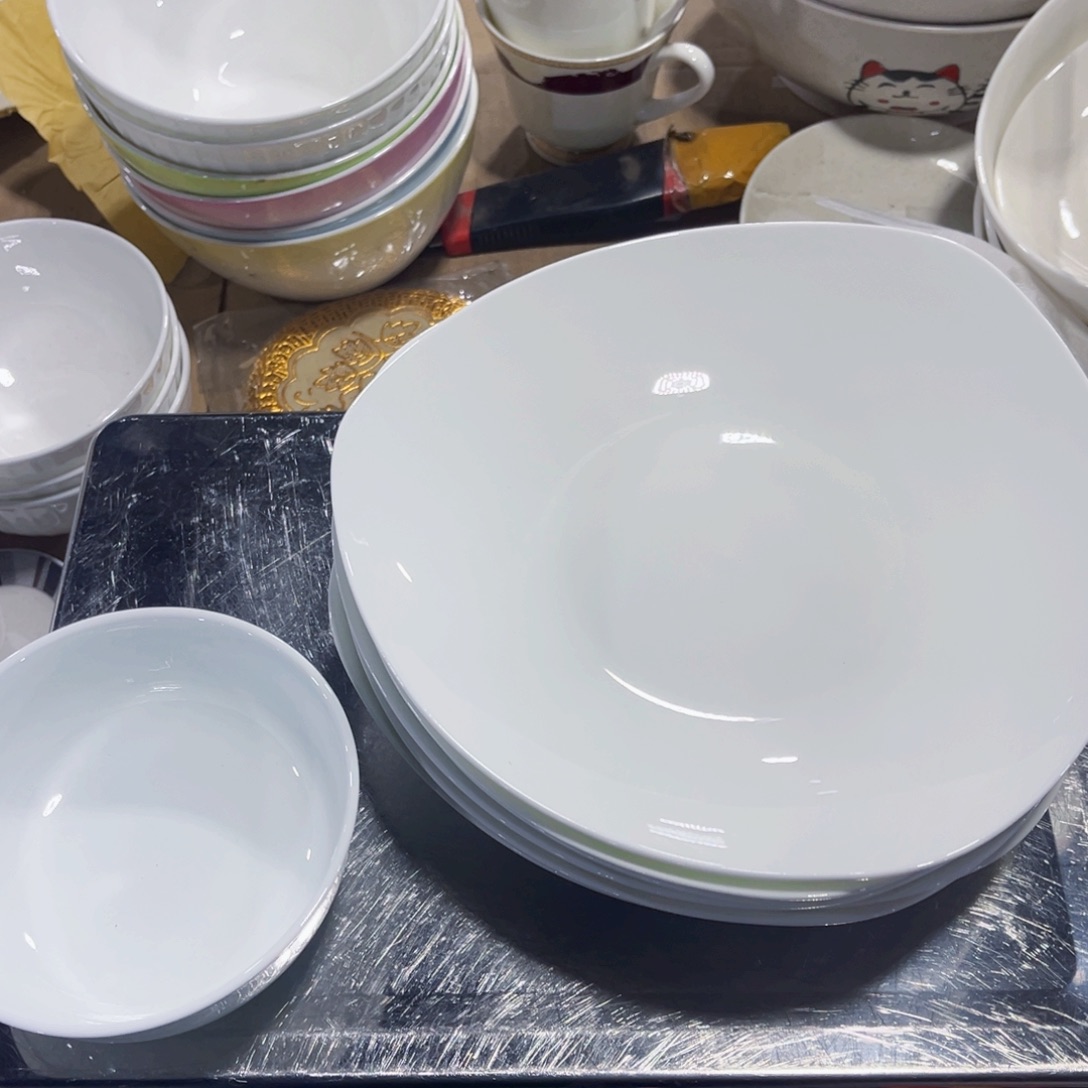 笑***州新骨瓷纯白三角6个➕窝碗6个