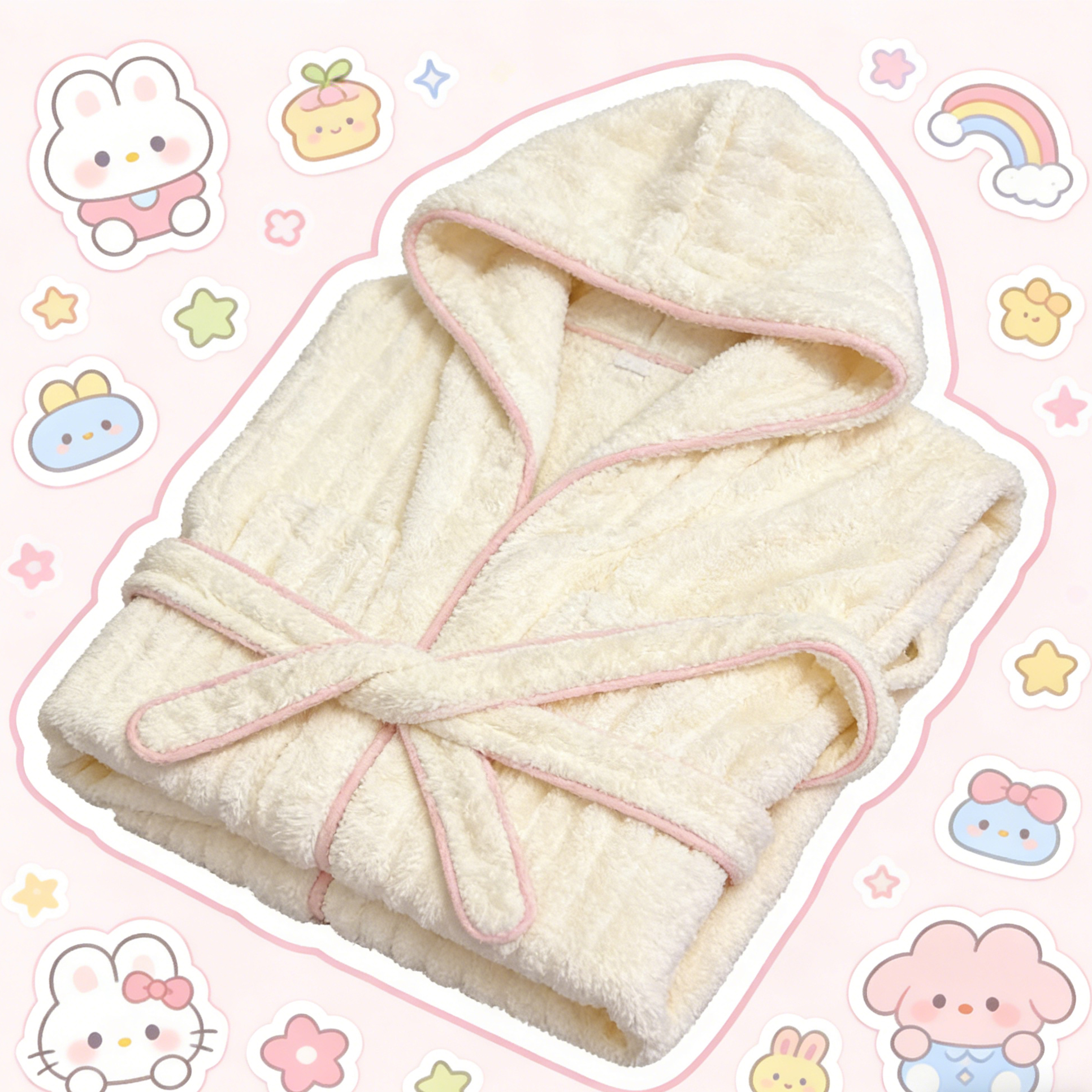 kitty女士可穿式加厚加绒吸水速干带帽浴巾秋冬大浴袍速干浴袍