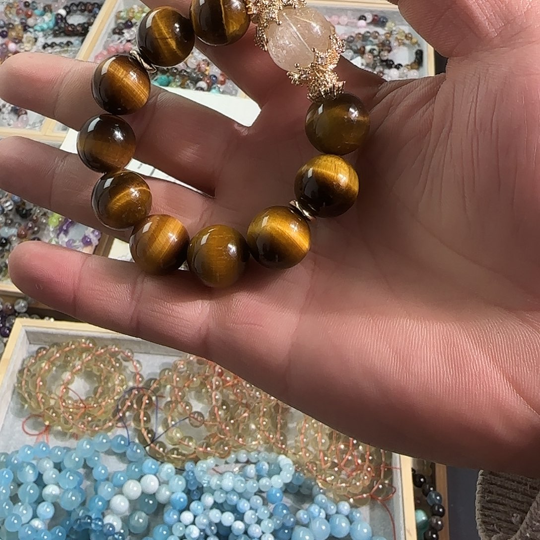 手镯黄晶银S925镶嵌