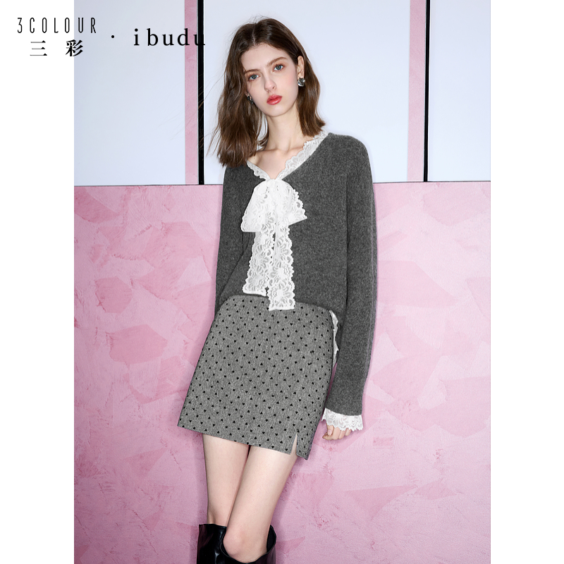 【芋总专属】三彩ibudu2025春季新款高腰修身开叉短裙小Adbx