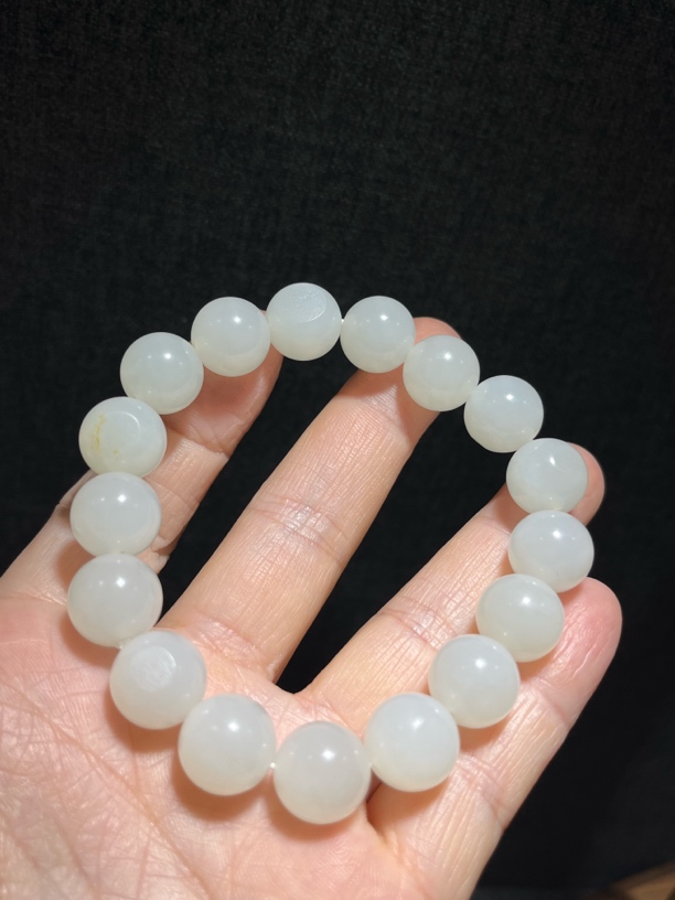 12mm圆珠手串 玉质细腻干净 白度好细度好