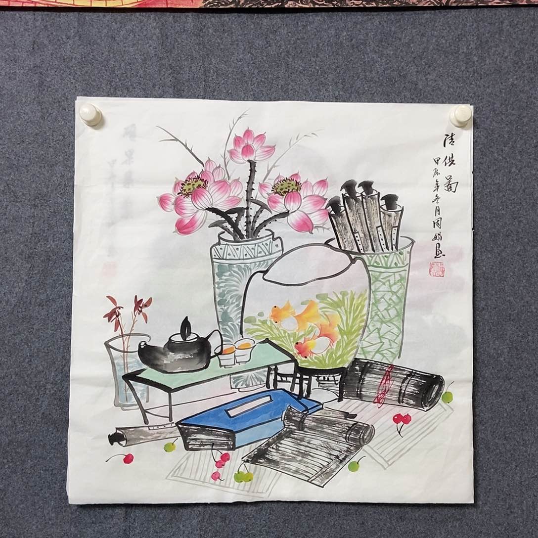 国画四尺斗方一副
