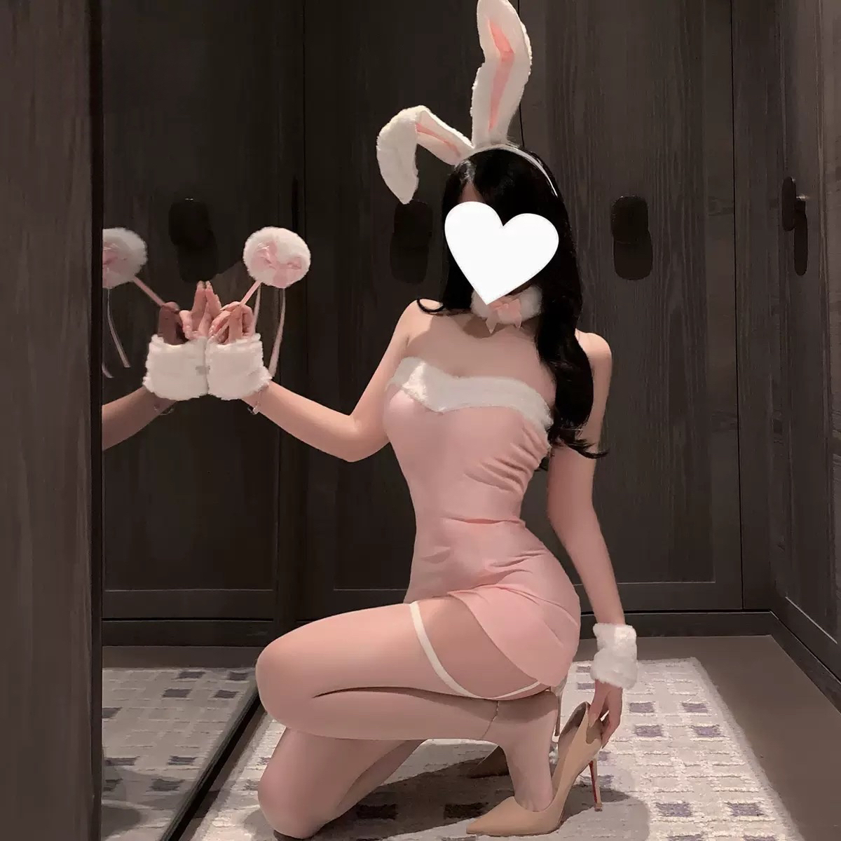 纯欲可爱毛绒cso兔女郎连衣裙套装！【伍月柒号！no退no换】