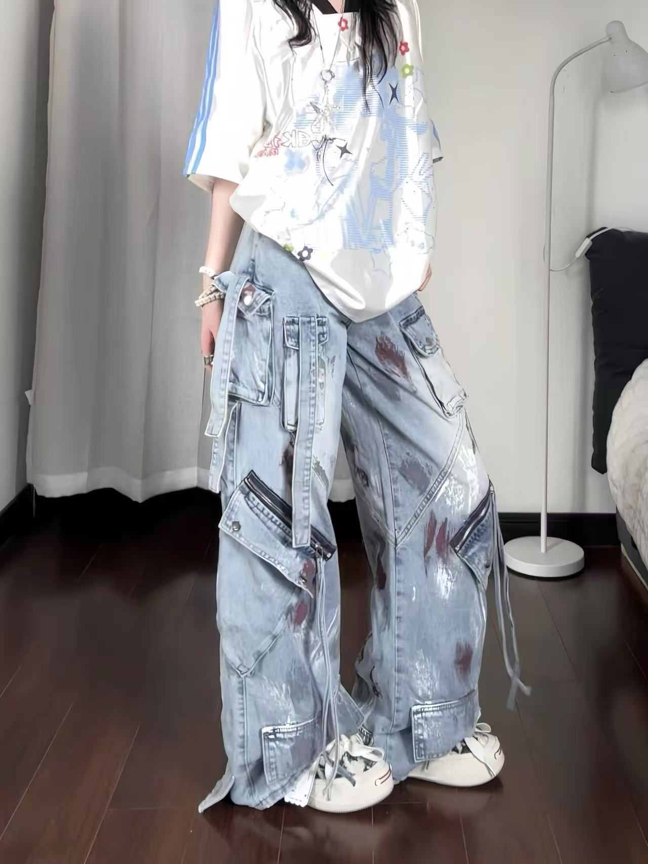 男女同款牛仔裤过款链接，价格决定瑕疵，没运费险，介意勿拍