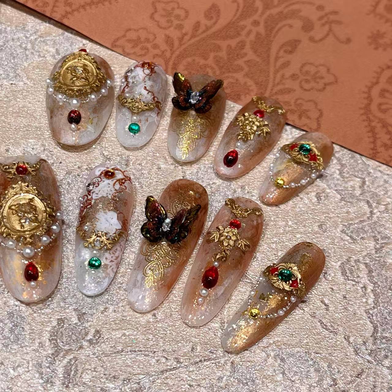 立体雕花@【中世纪】寇丝妮 新年款纯手工穿戴式美甲
