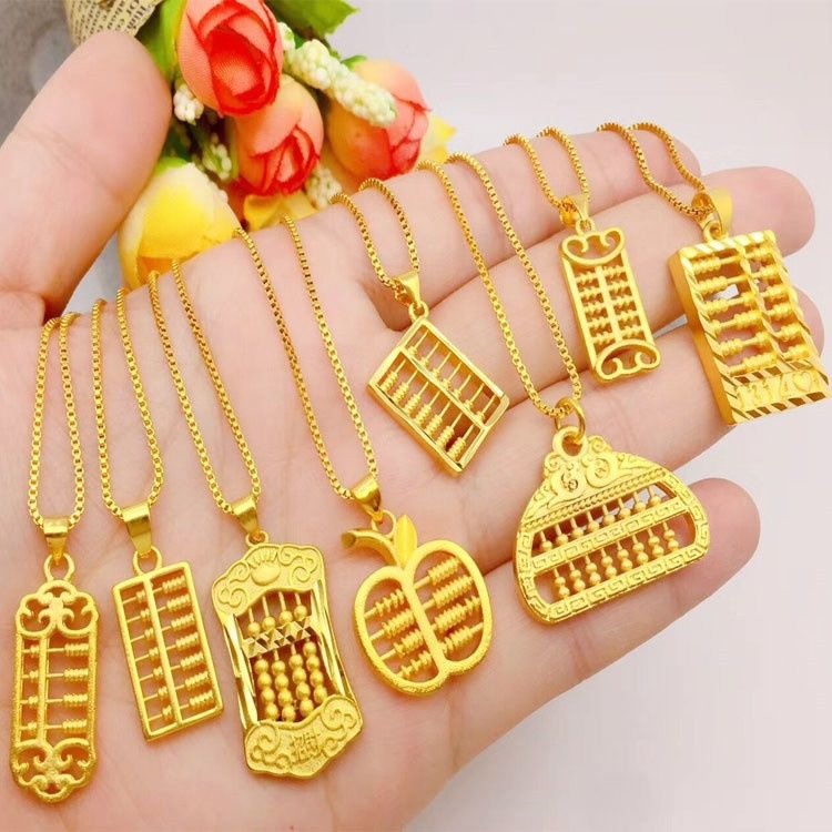 招财算盘吊坠项链女仿真金色镀金项链欧币饰品久不褪色