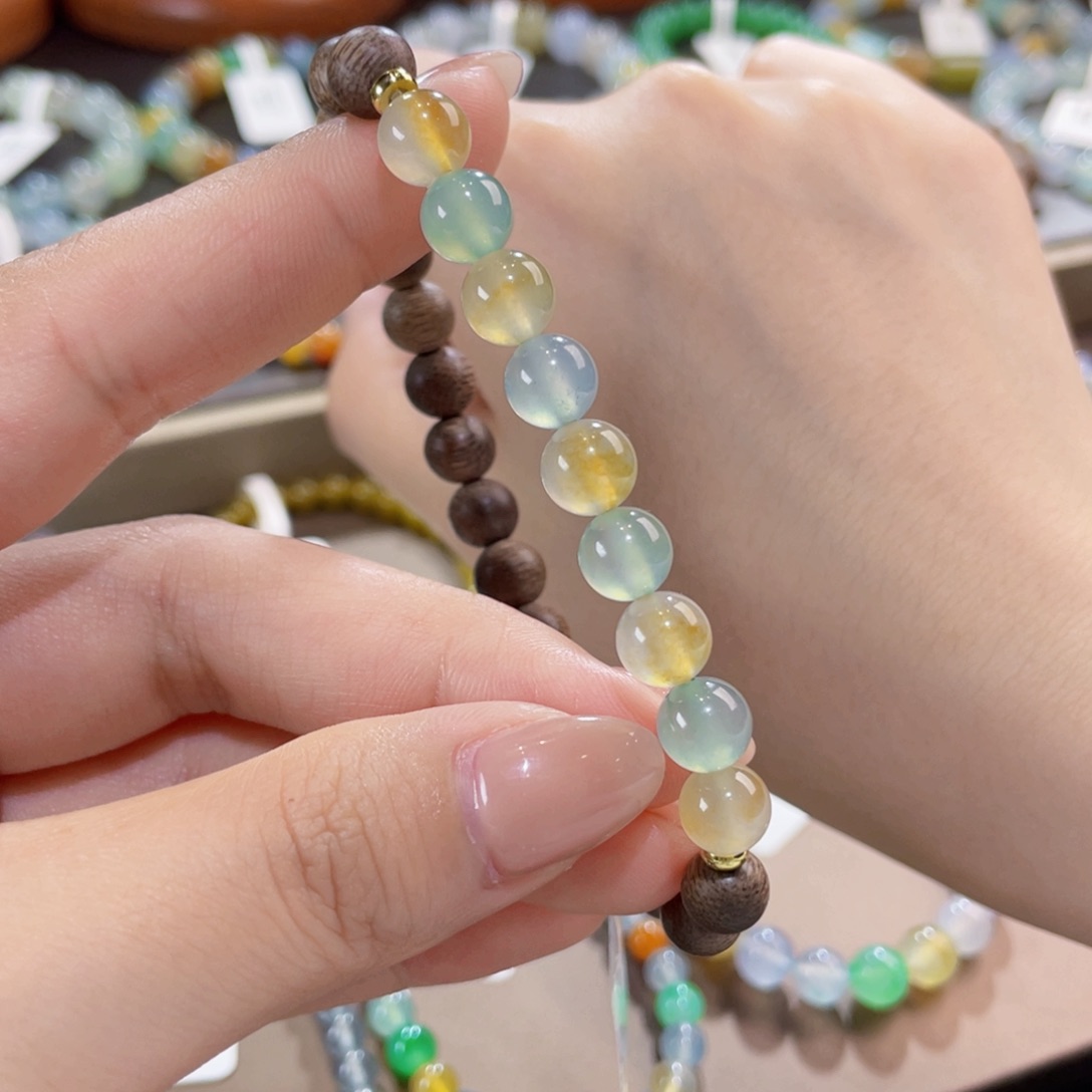 未镶嵌手链翡翠黄配绿