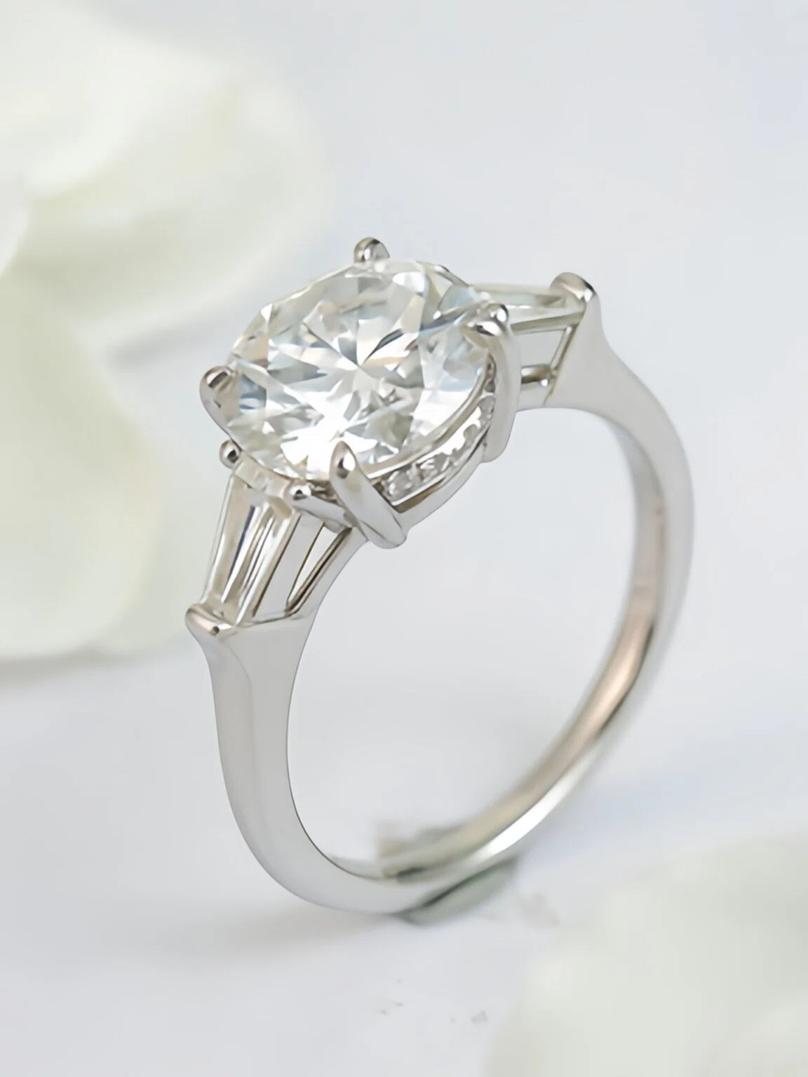 实验室培育钻石三石系列IGI认证求婚戒指情侣婚戒女款人造钻石