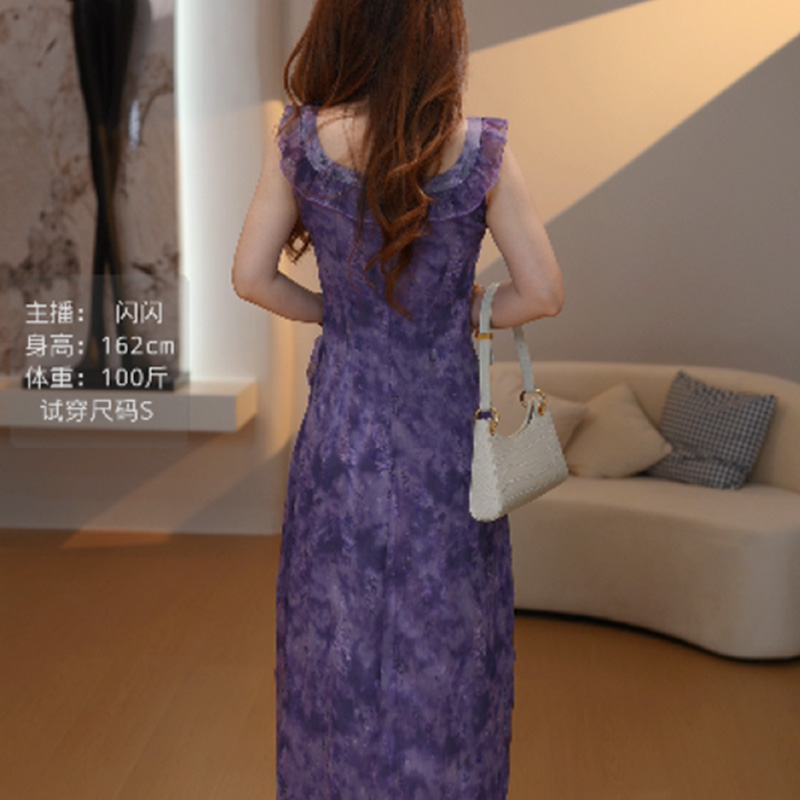 【桃桃】连衣裙2025年夏女新款高端收腰女神范赫本风中长裙Y0120