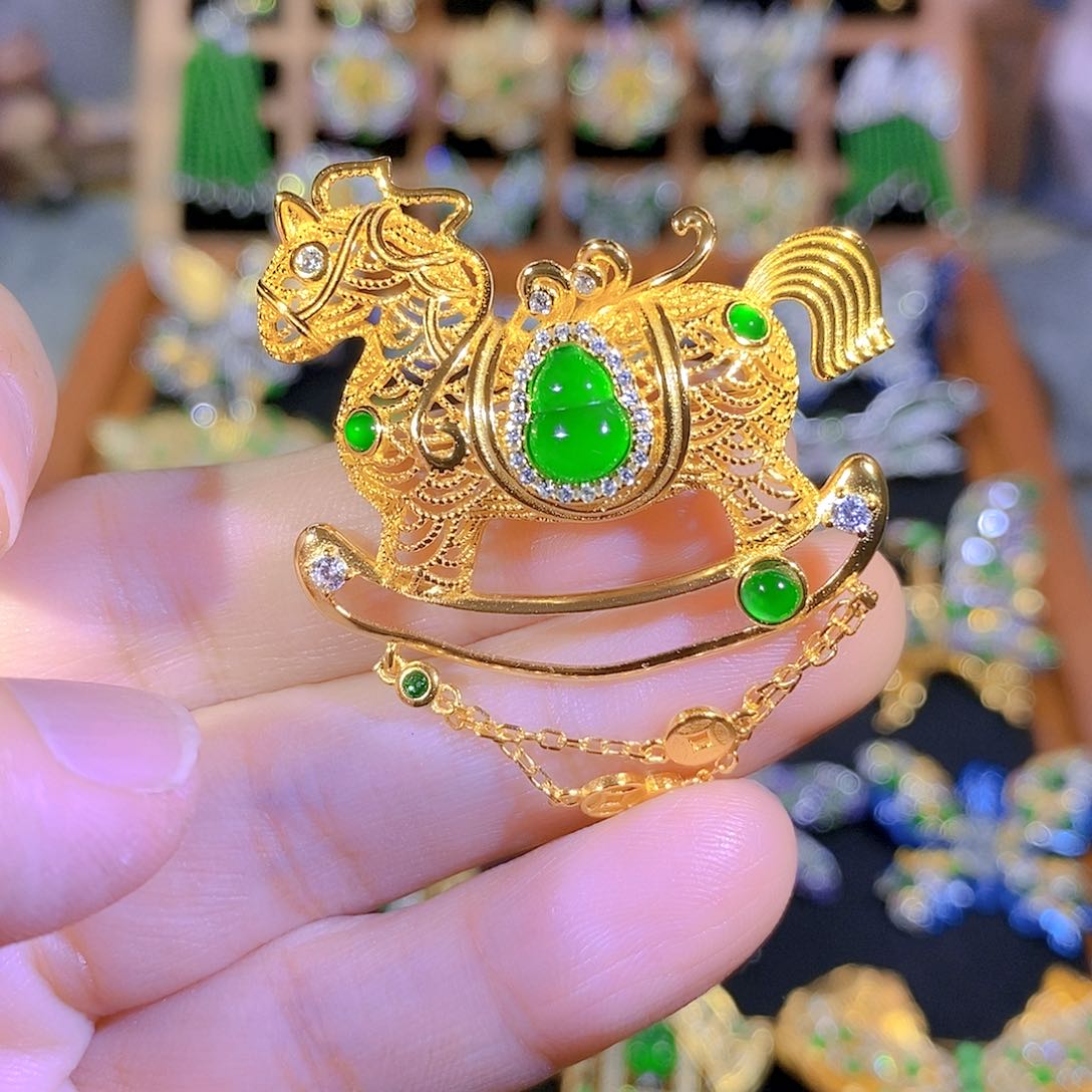 吊坠(不含链)银S925镶嵌翡翠