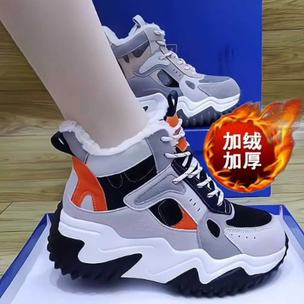 冬季爆款软底软面休闲运动百搭小个子显脚小防滑女鞋大棉鞋