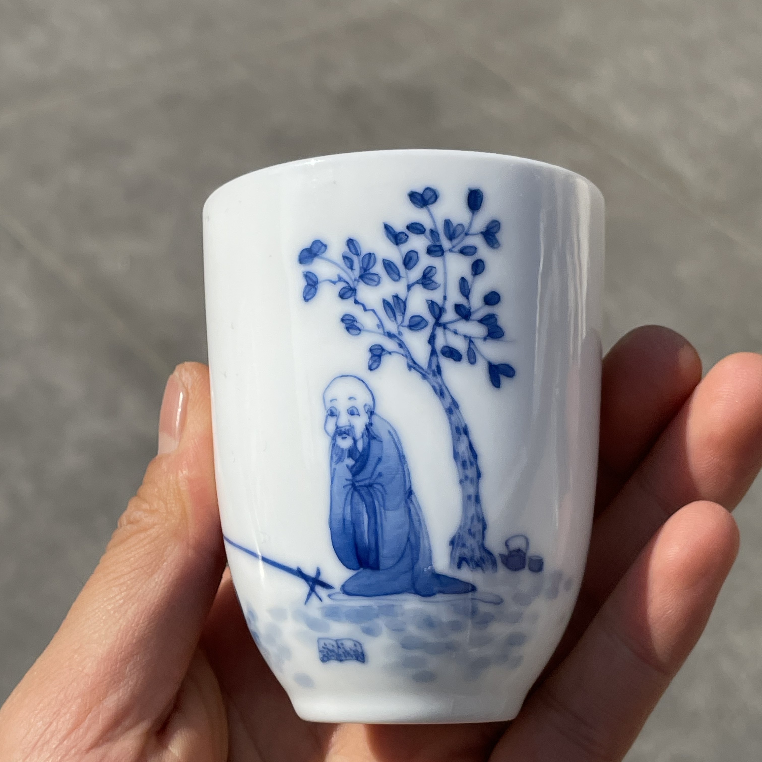 福利款景德镇手工手绘青花冬季暖手杯新款闻香杯高档主人杯