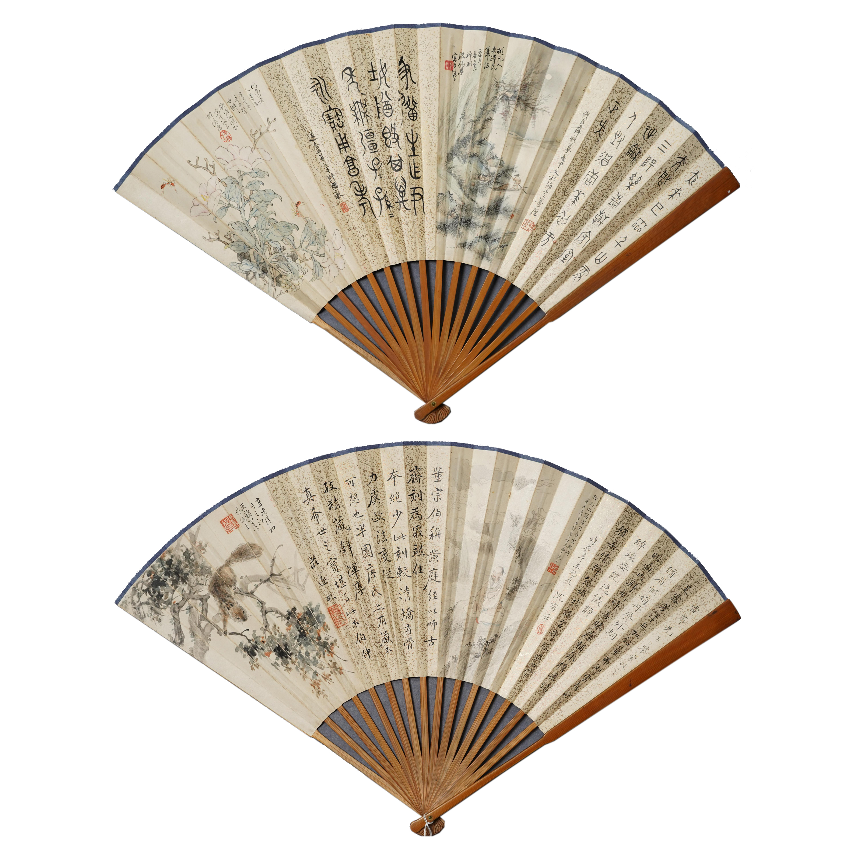 208  殷梓湘(1909-1984)，姚鸿钊  近现代  隔景扇