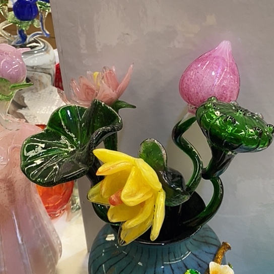琉璃高度45厘米夜光琉璃荷花套五