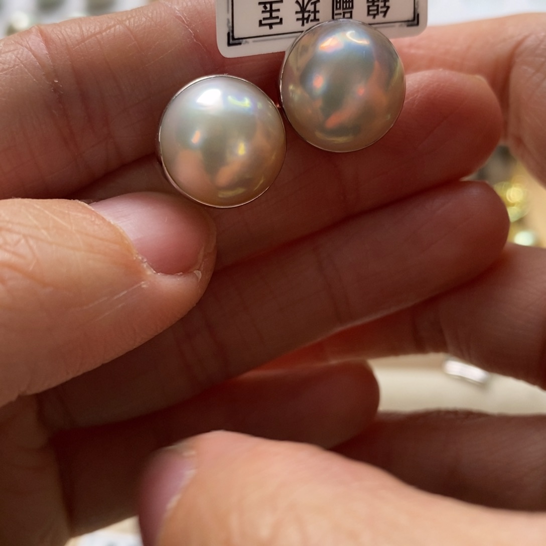 拼合珍珠（马贝珠）耳饰未镶嵌