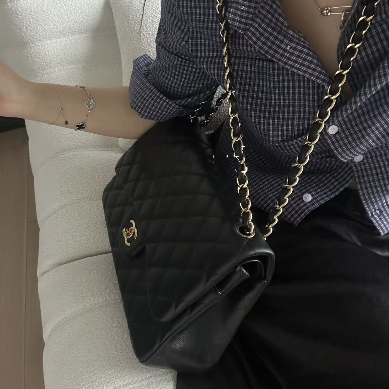 95新 Chanel/香奈儿 香奈儿jumbo黑金羊单肩斜挎包/优品